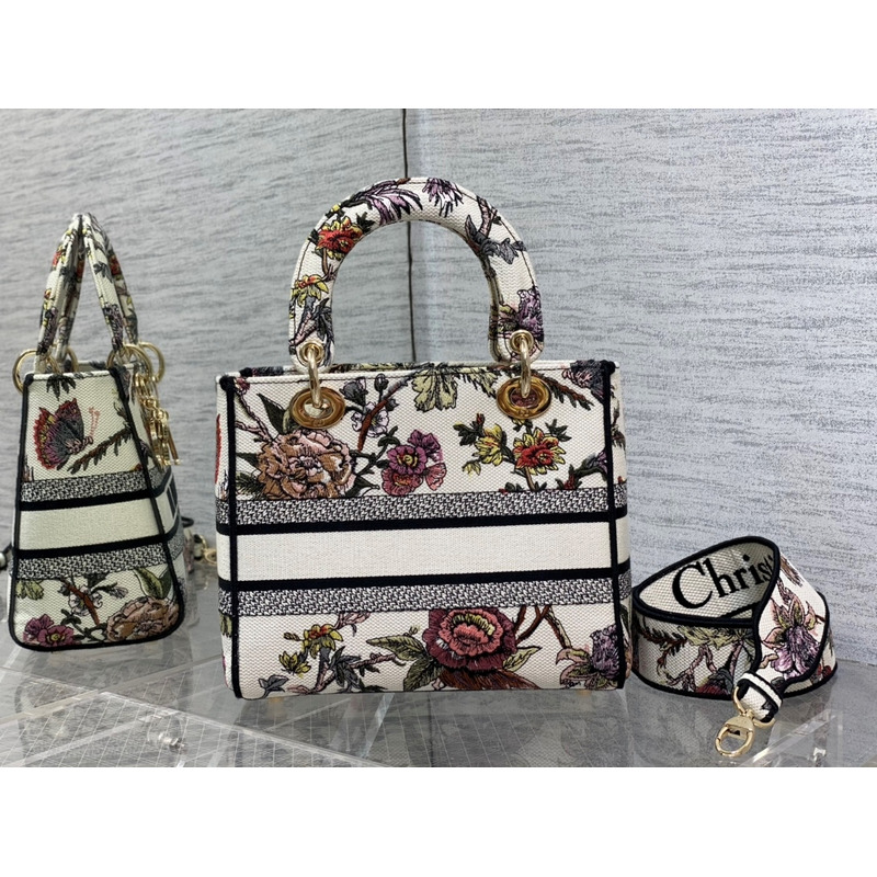 D*or medium lady d-lite bag multicolor D*or jardin botanique embroidery