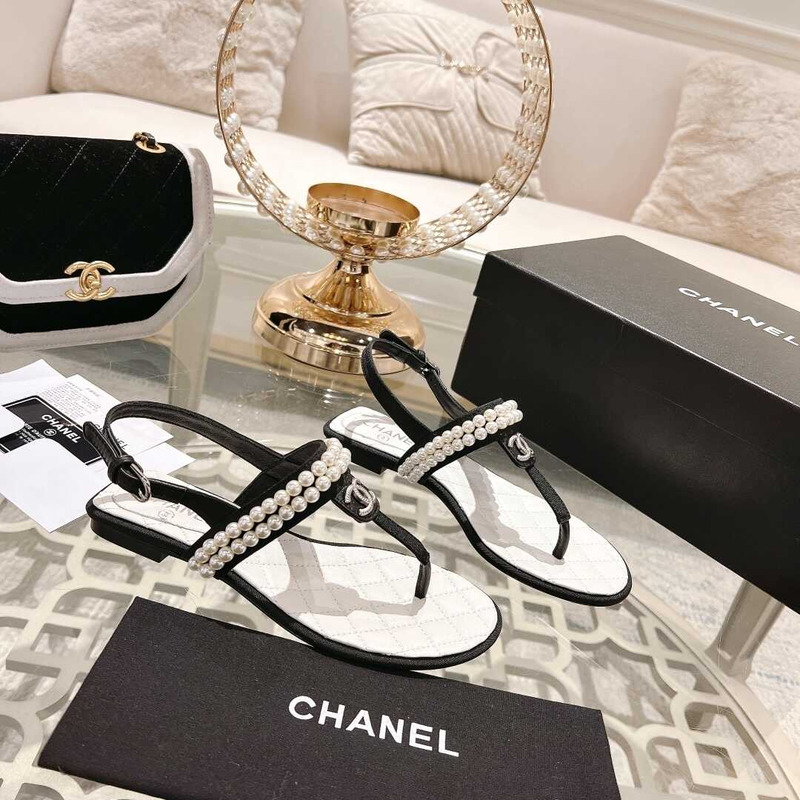Ch*el pearl sandals black
