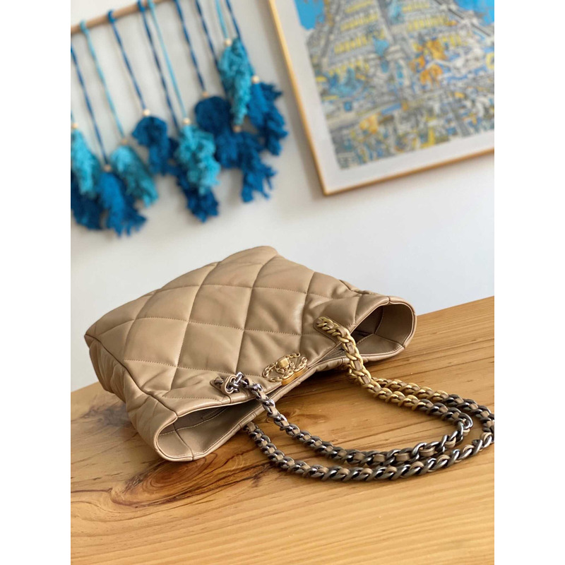 Ch*el handbag as3519 gold buckle shoulder bag brown