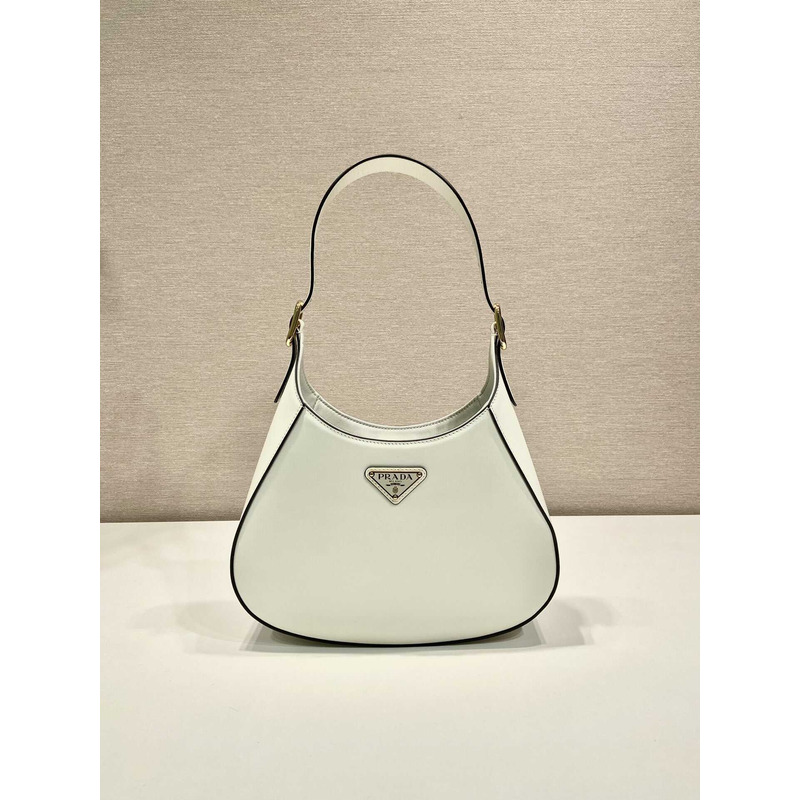 Pra*a medium leather shoulder bag white