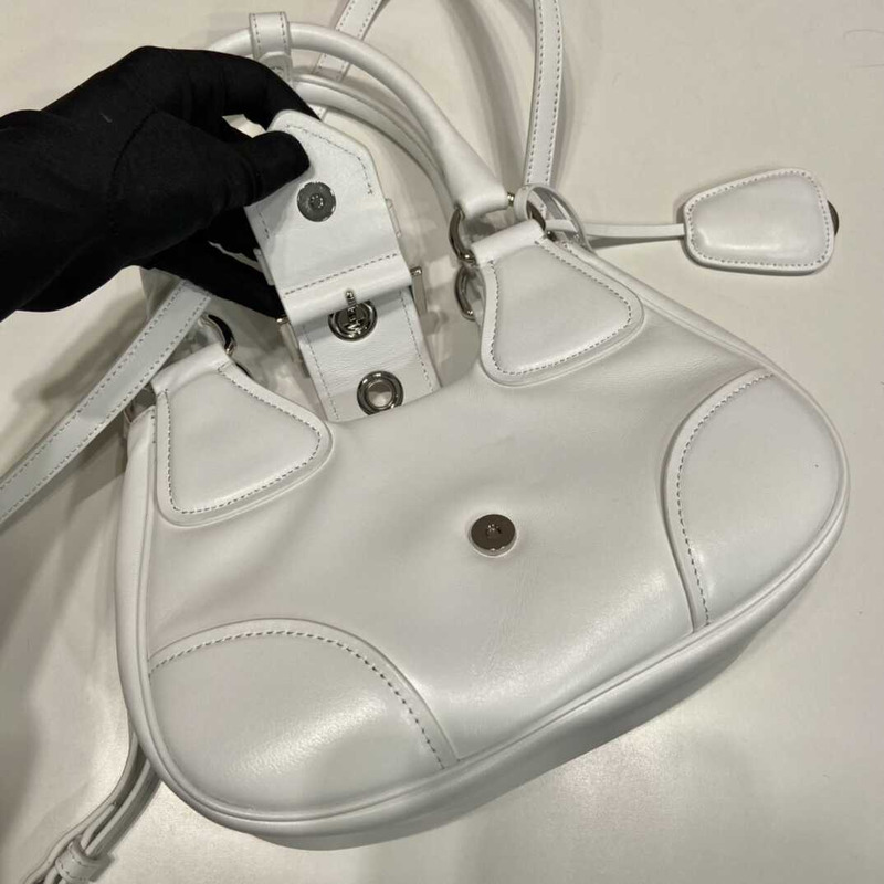 Pra*a moon padded nappa bag white