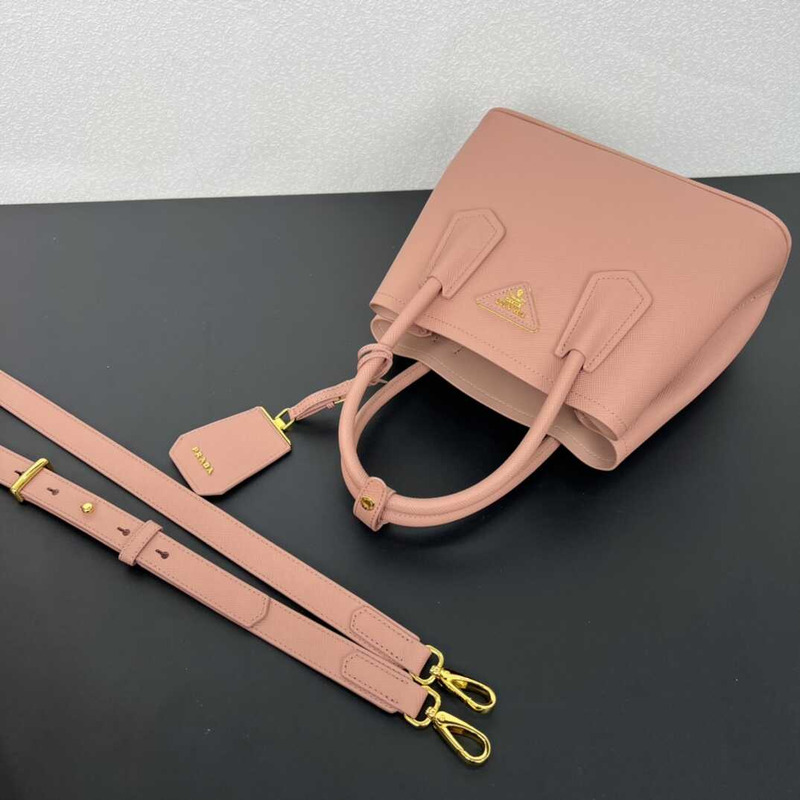 Pra*a galleria bag in saffiano leather black pink