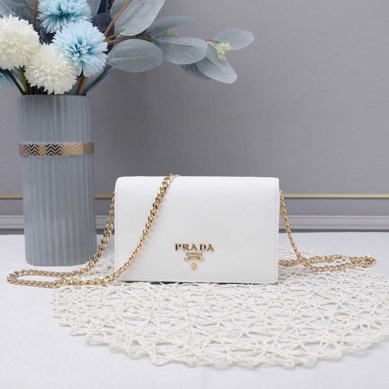 Pra*a saffiano leather mini bag white
