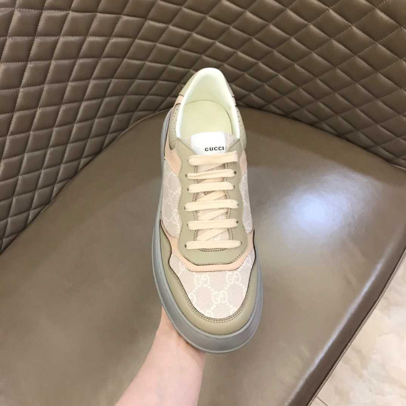 g*u*i gg S*p*e fabric and leather sneakers in beige