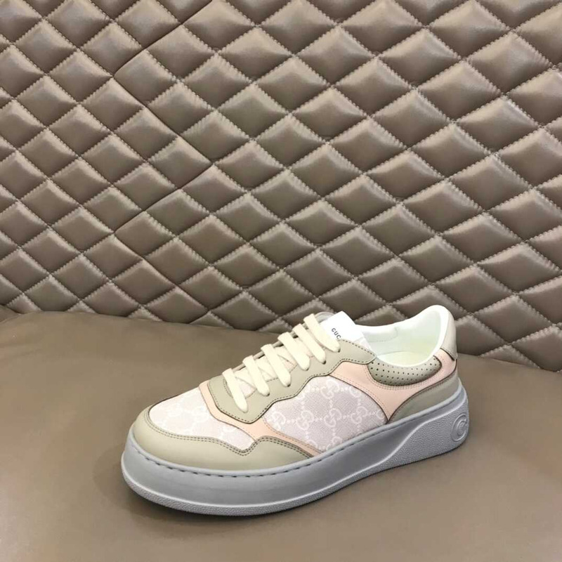 g*u*i gg S*p*e fabric and leather sneakers in beige