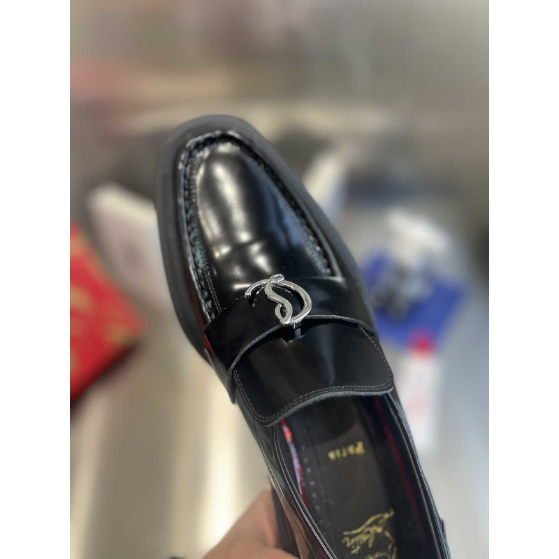 Ch**an louboutin moc leather loafers in black