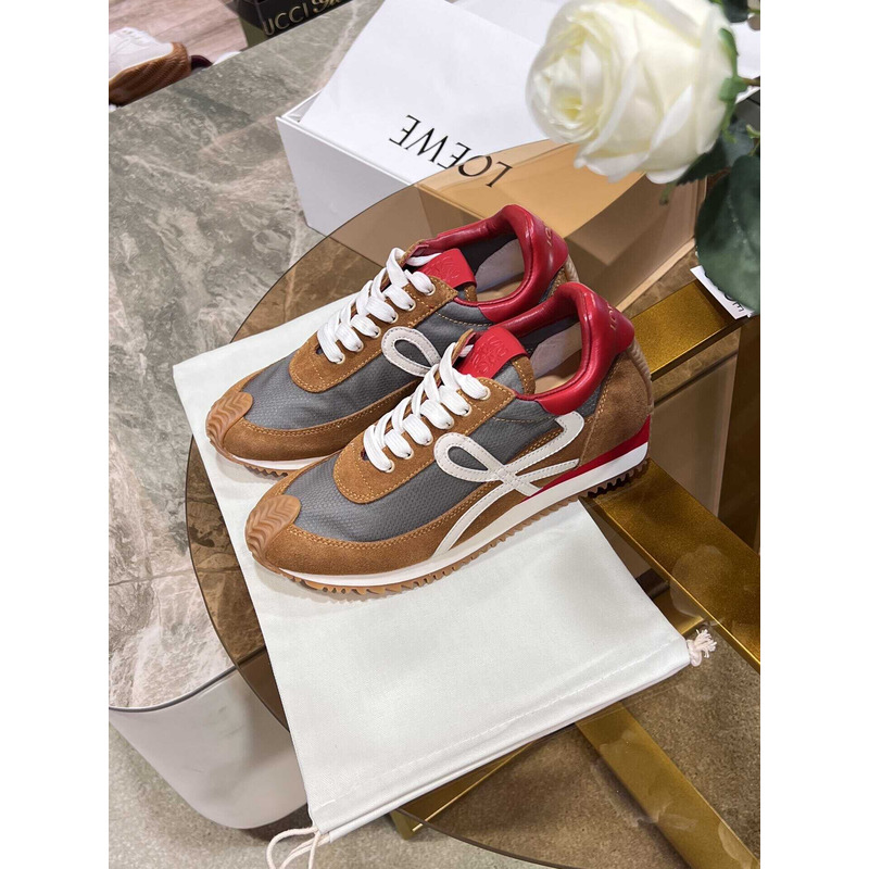 Loewe Flow Runner Logo Sneakers Brown&White