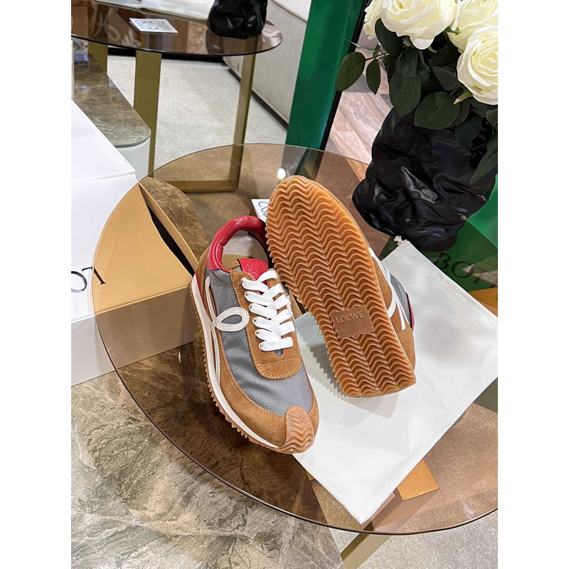 Loewe Flow Runner Logo Sneakers Brown&White