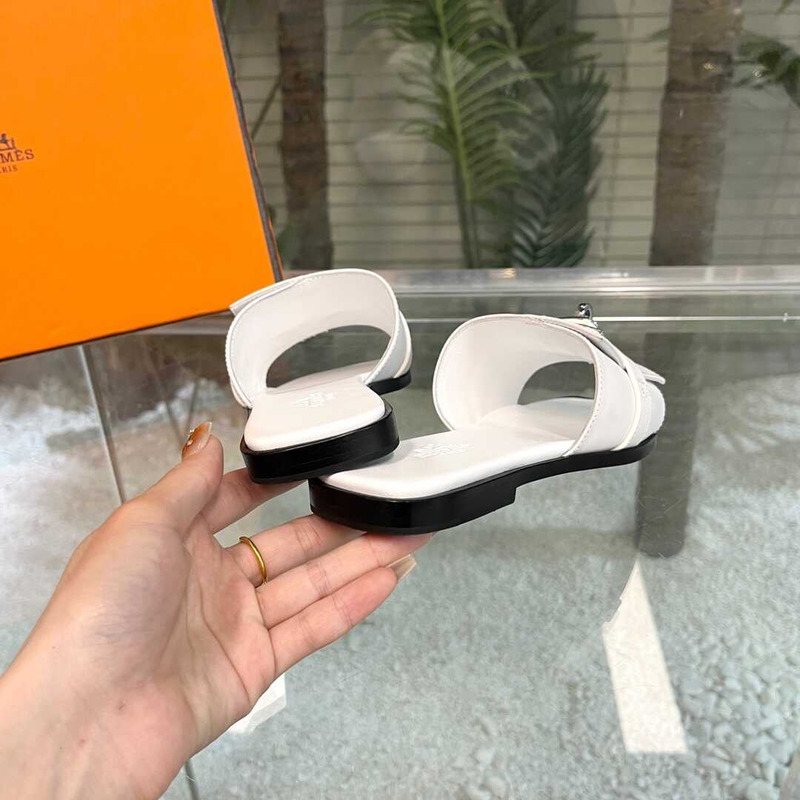 H**mes leather mules white