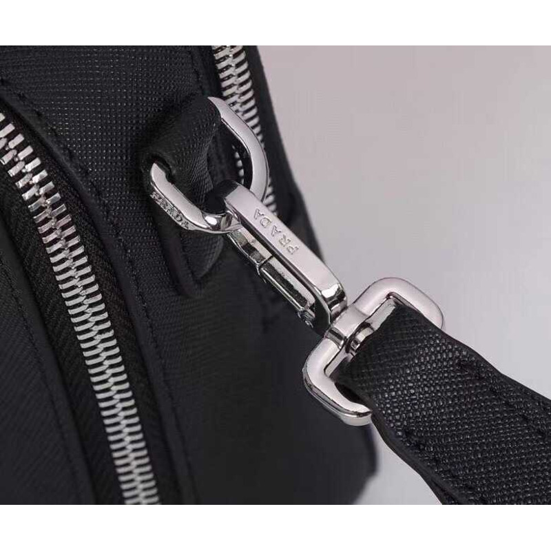 Pra*a brique saffiano leather bag black