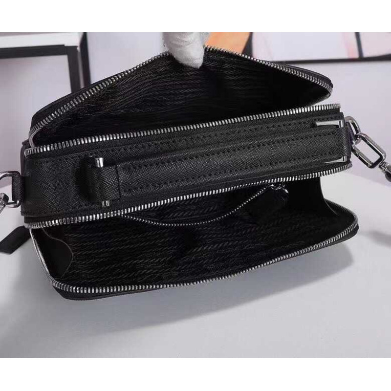 Pra*a brique saffiano leather bag black