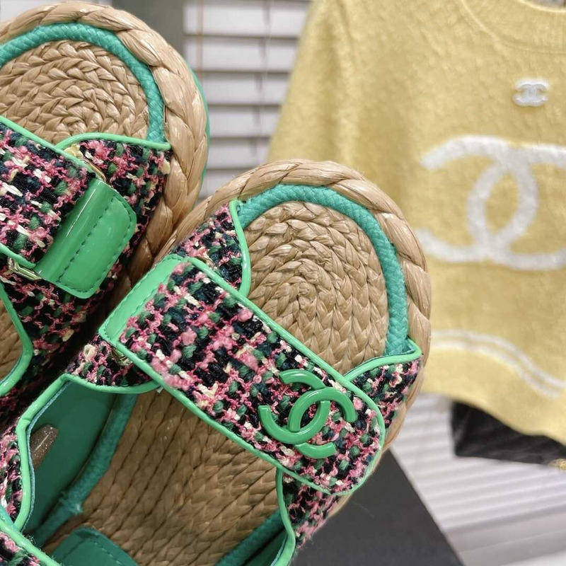 Ch*el tweed sandals green