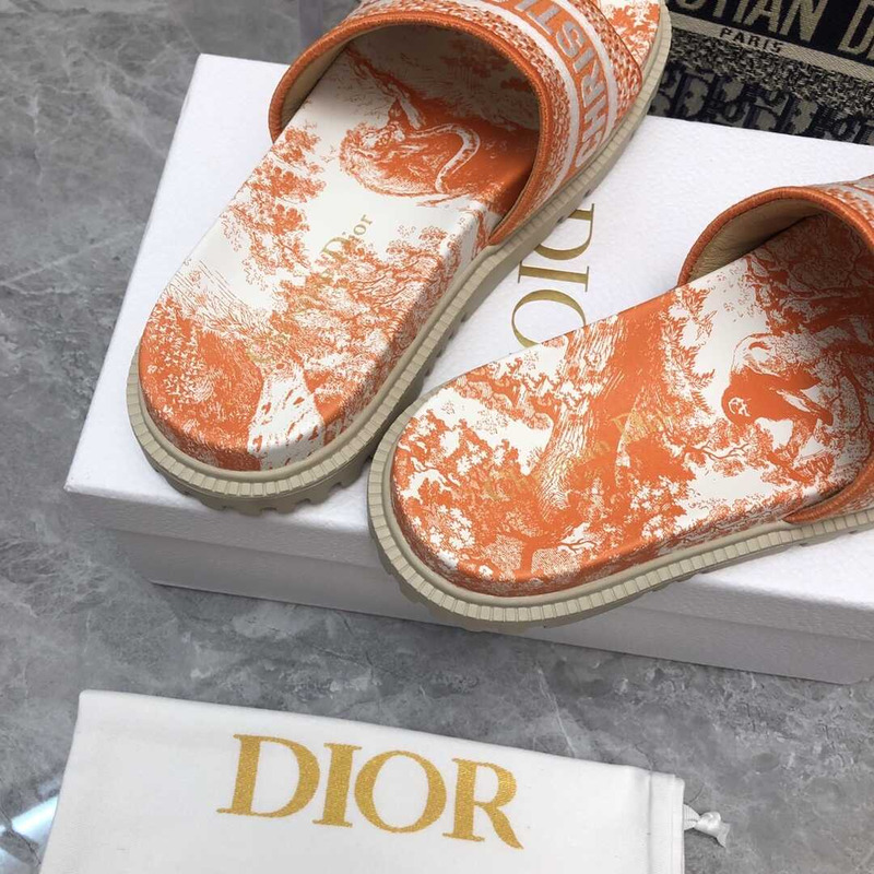 D*or dway slides toile de jouy reverse embroidered cotton orange
