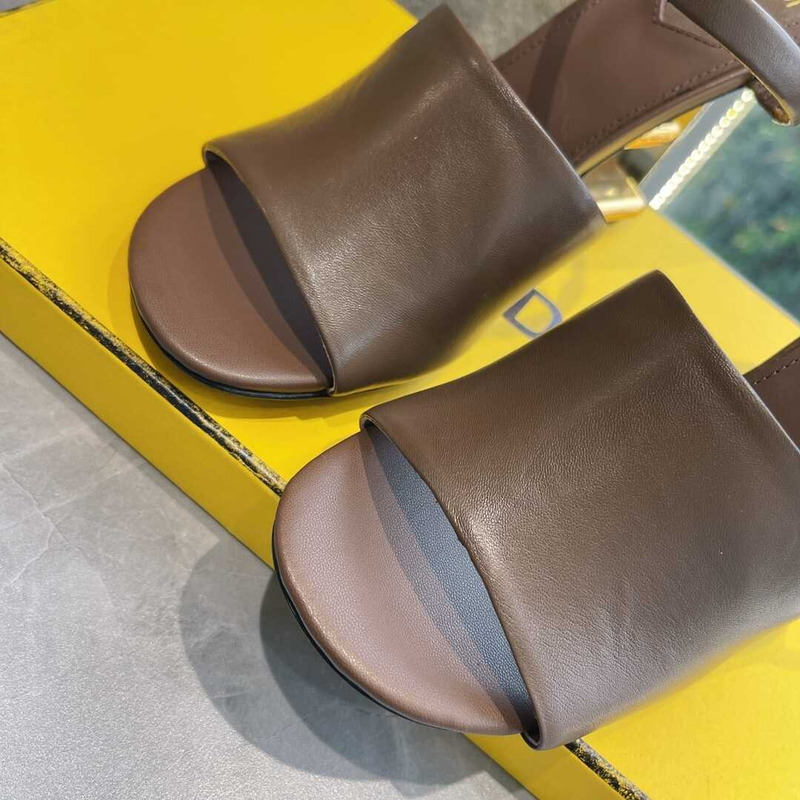 F**di first brown leather heeled sandals