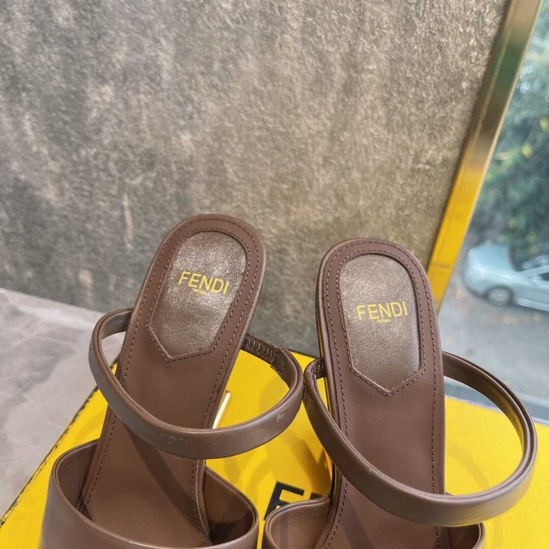 F**di first brown leather heeled sandals