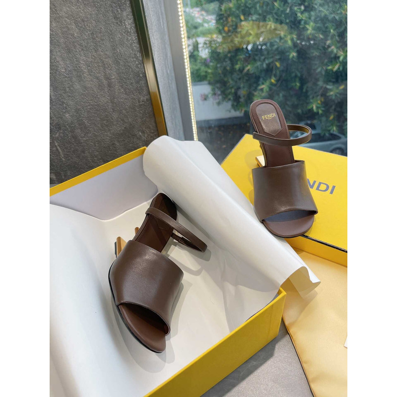 F**di first brown leather heeled sandals