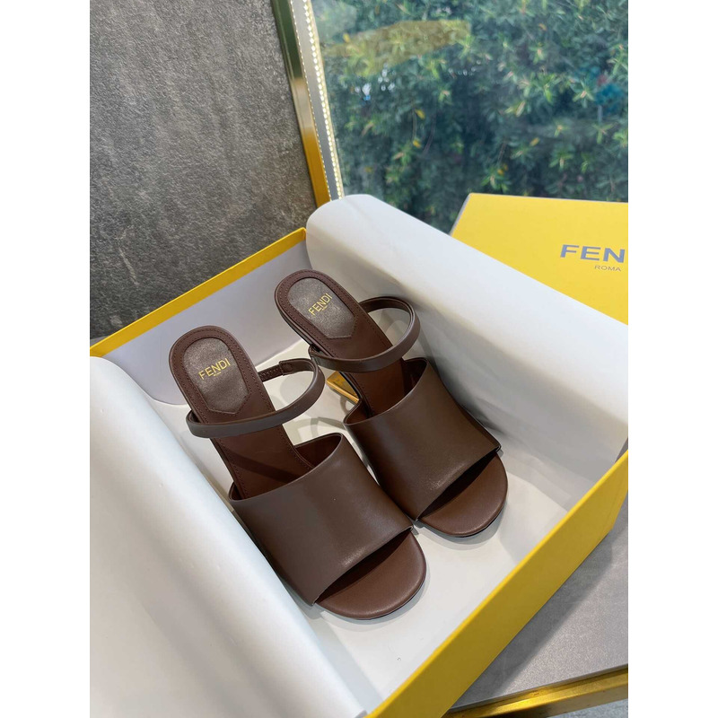 F**di first brown leather heeled sandals