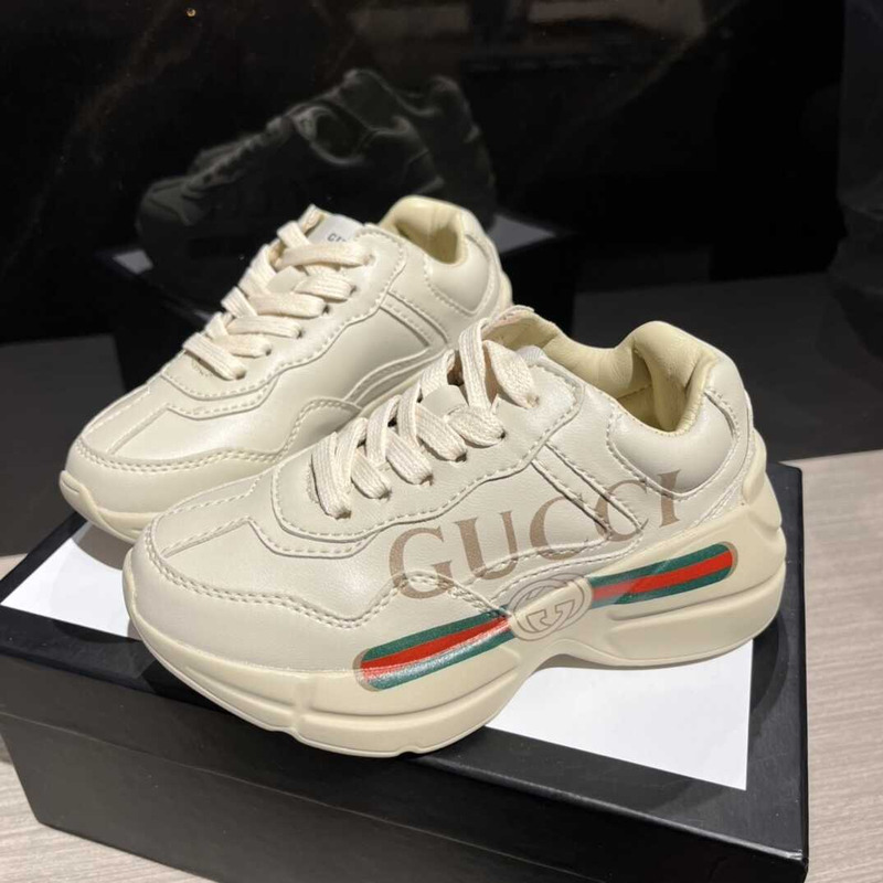 G*u*i rhyton G*u*i logo kids leather sneaker