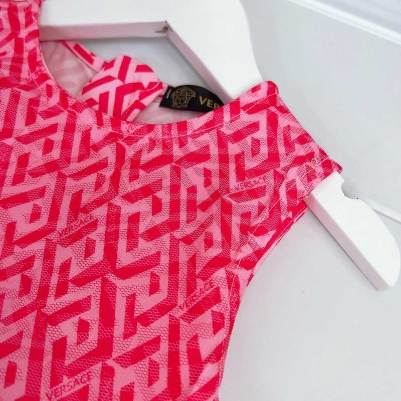 Versace Kids Lace Monogram Dress Pink