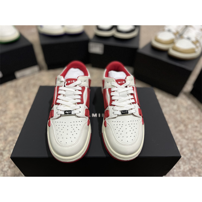 AMIRI Skel Leather Low-Top Sneakers White&Red