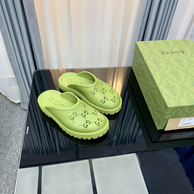 G*u*i green gg perforated slip-on flats