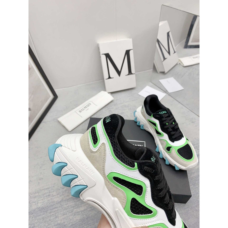 Balmain B-East Trainer In Leather Suede And Mesh Multi Color
