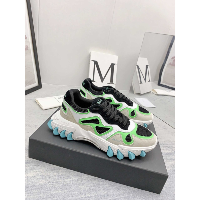 Balmain B-East Trainer In Leather Suede And Mesh Multi Color