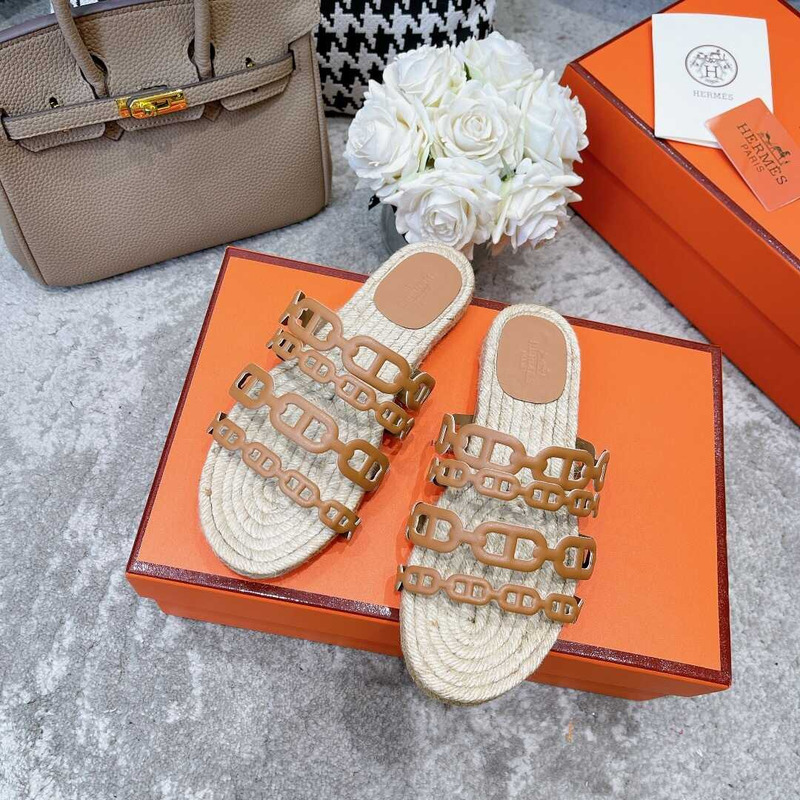 H**mes espadrilles ancone sandals brown