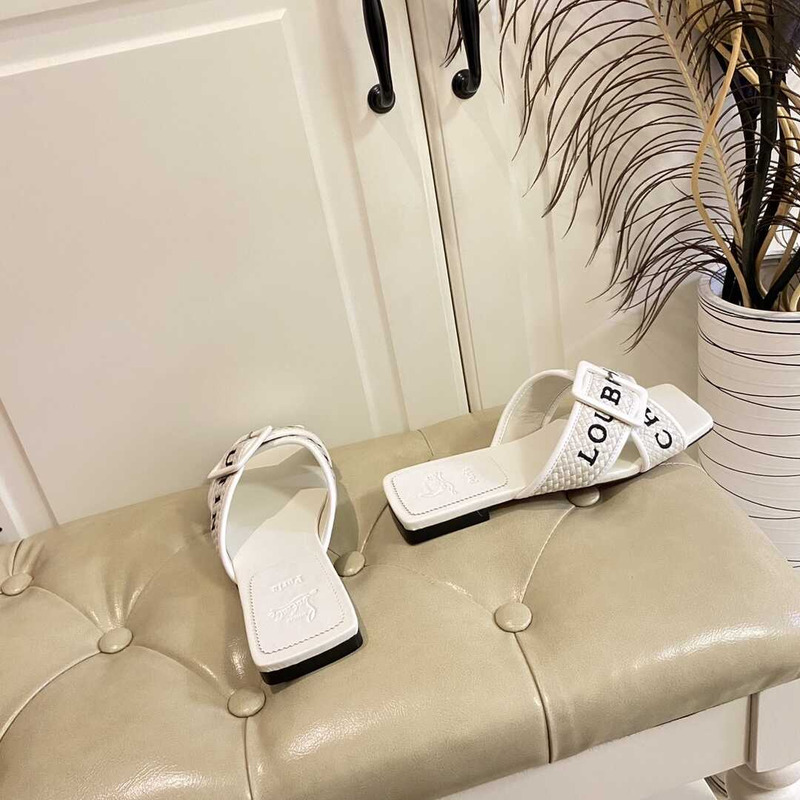 Ch**an louboutin crossimule leather sandals white