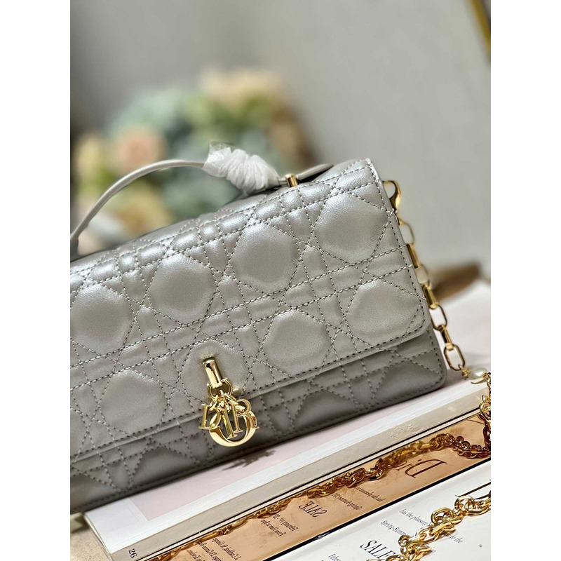 D*or mini miss D*or bag cannage lambskin grey