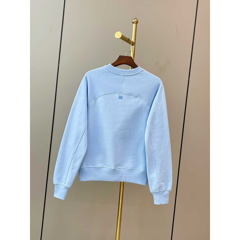 Amiri Sky Blue Ami Paris De Coeur Tonal Boxy Fit Crewneck