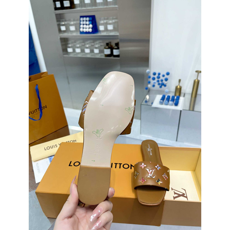 l**is V*t*n revival flat mule slides brown