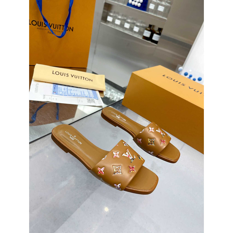 l**is V*t*n revival flat mule slides brown