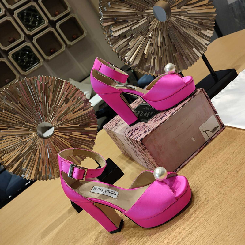 Jimmy Choo Socorie 120mm Block Heel Sandals Rose Pink