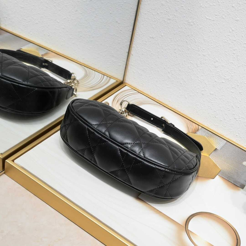 D*or soft leather quilted hobo bag black