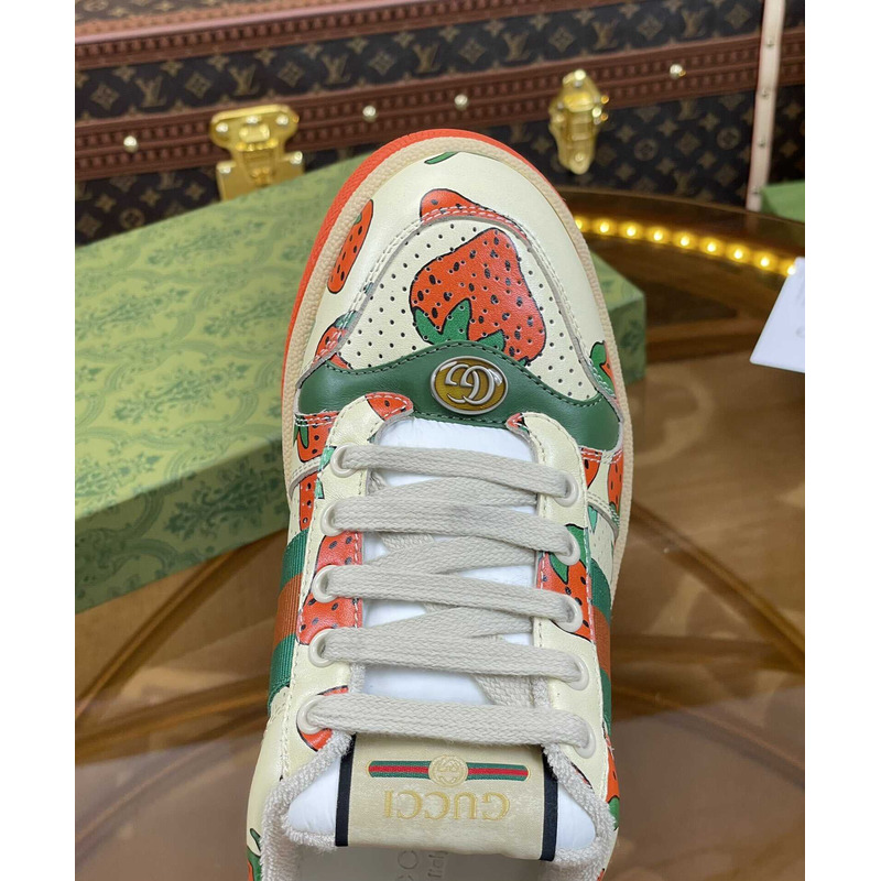 G*u*i  screener lace-up sneakers strawberry print