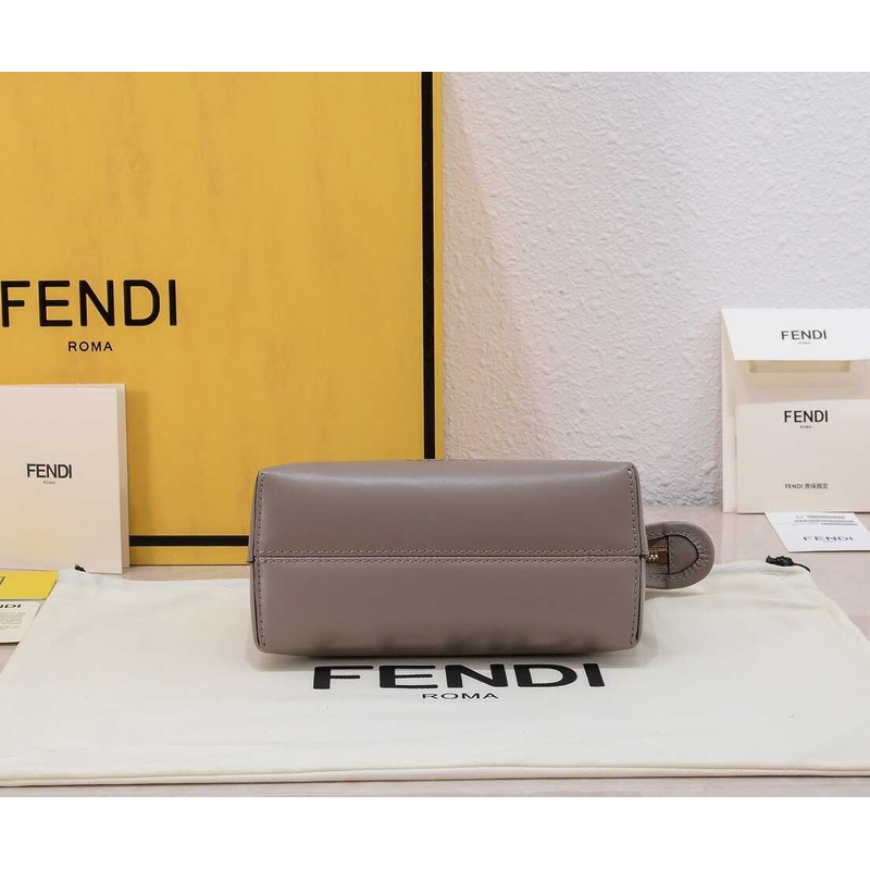 F**di by the way mini leather small boston bag grey brown