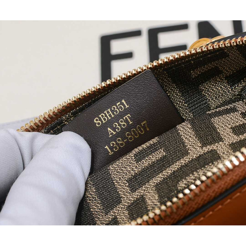 F**di by the way mini leather small boston bag brown