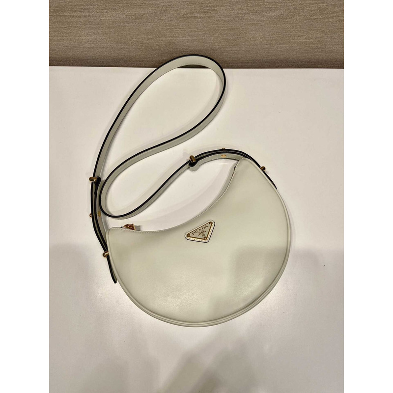 Pra*a leather shoulder bag white