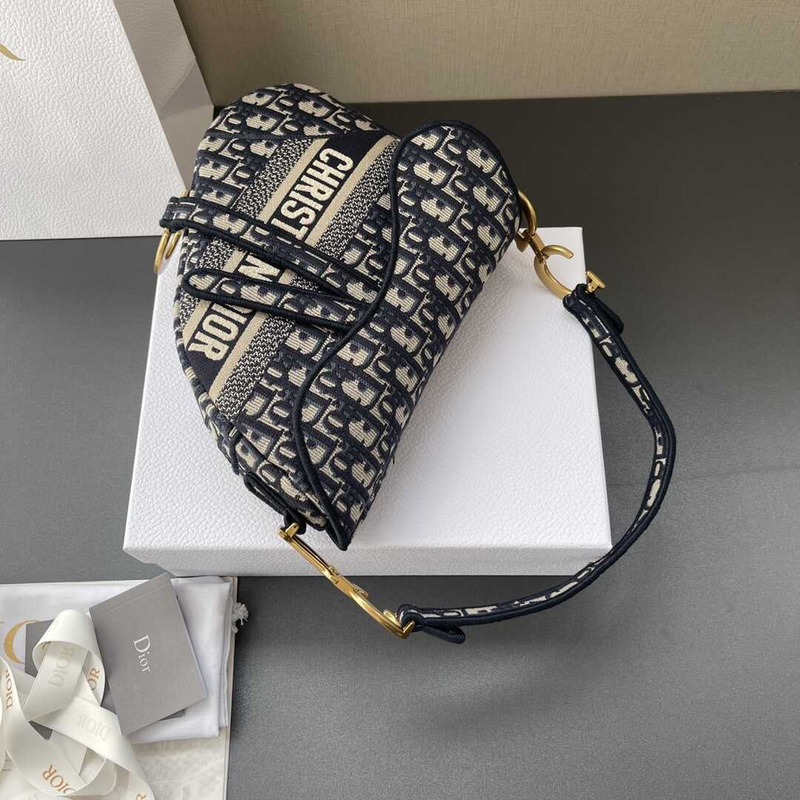 D*or saddle bag with strap D*or oblique jacquard blue