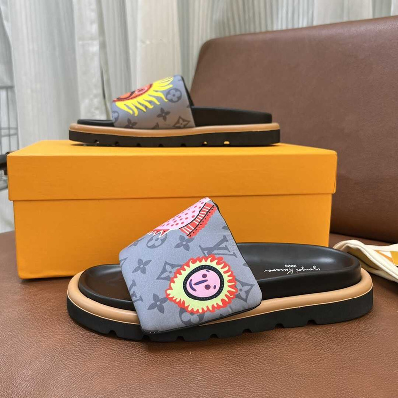 l**is V*t*n yayoi kusama sun series slippers blue