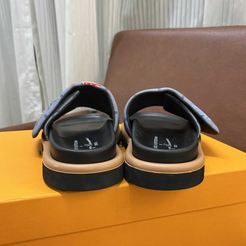 l**is V*t*n yayoi kusama sun series slippers blue