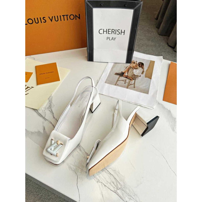 l**is V*t*n | casual style leather block heels party style office style white