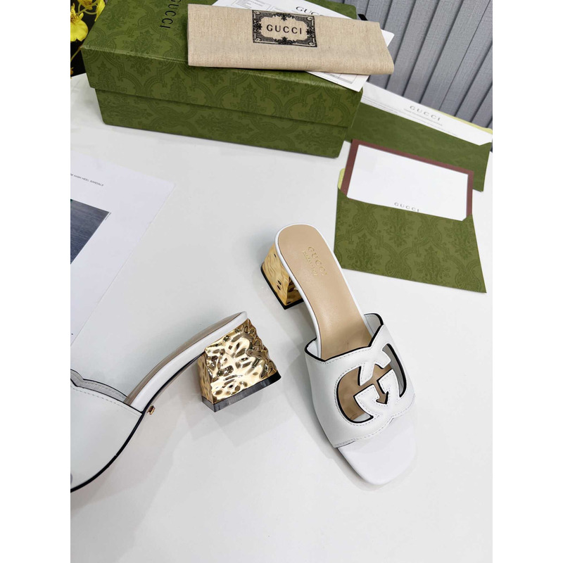 G*u*i interlocking g cut-out sandals white