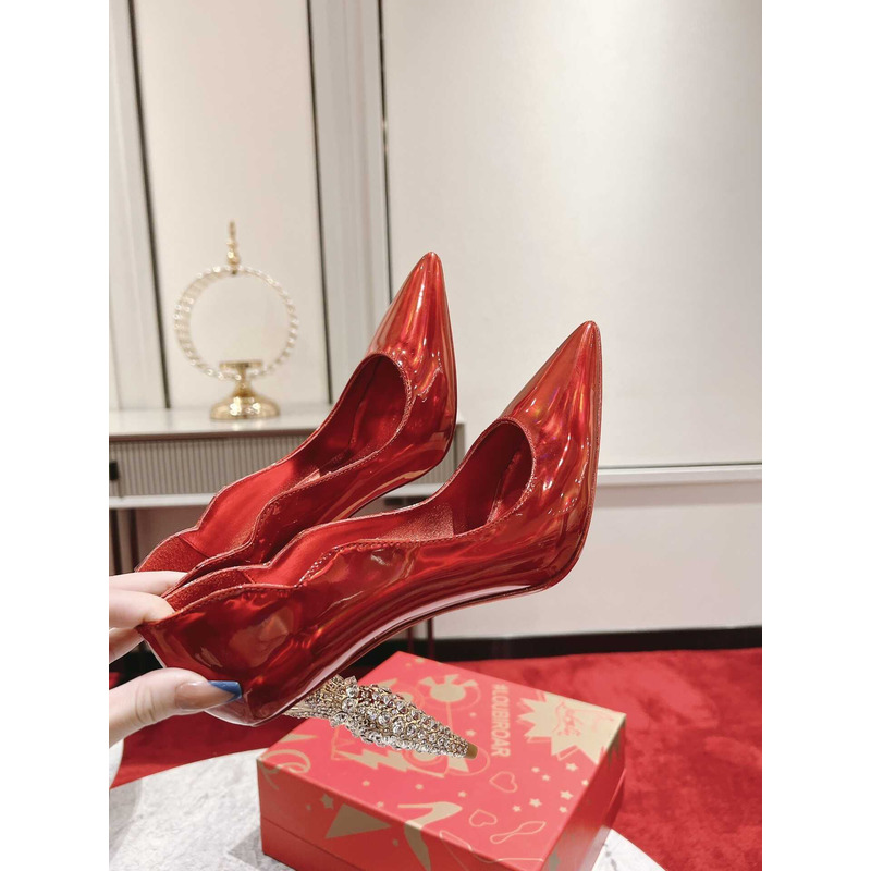 Ch**an louboutin hot chick patent leather pumps 100 red