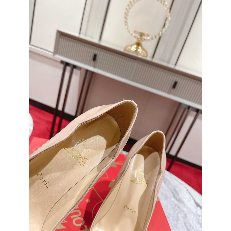 Ch**an louboutin hot chick patent leather pumps 100 nude