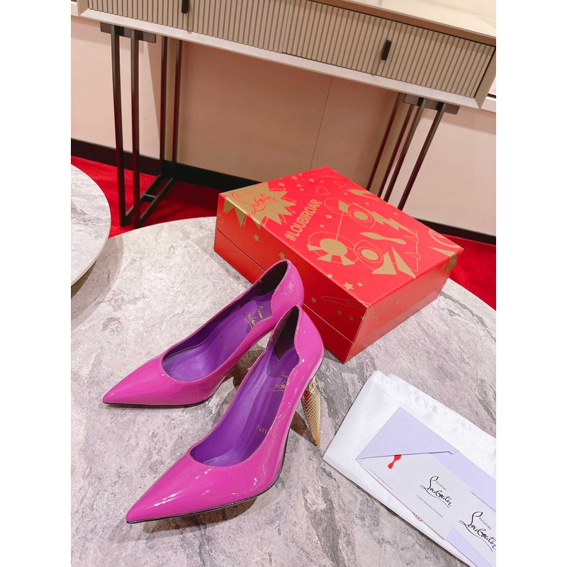 Ch**an louboutin hot chick patent leather pumps 100 purple