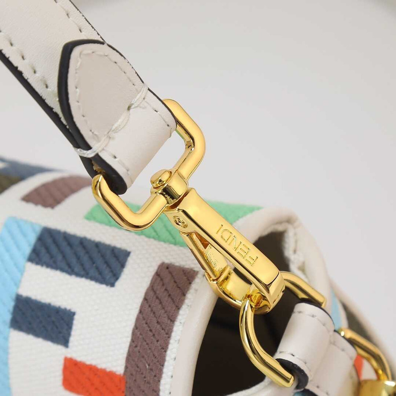 F**di baguette multicolor canvas bag with ff embroidery