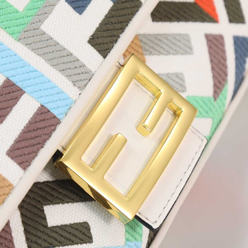 F**di baguette multicolor canvas bag with ff embroidery