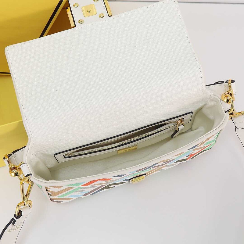 F**di baguette multicolor canvas bag with ff embroidery